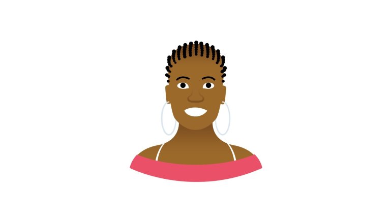 Illustratie van een lachende vrouw met oorringen
